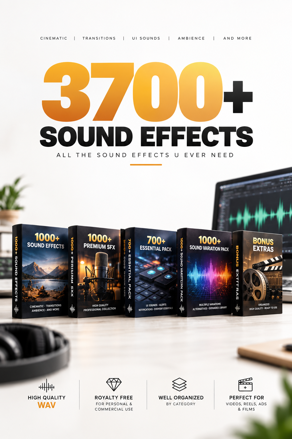 3700+ Sound Effects Bundle – Organized Premium SFX Library